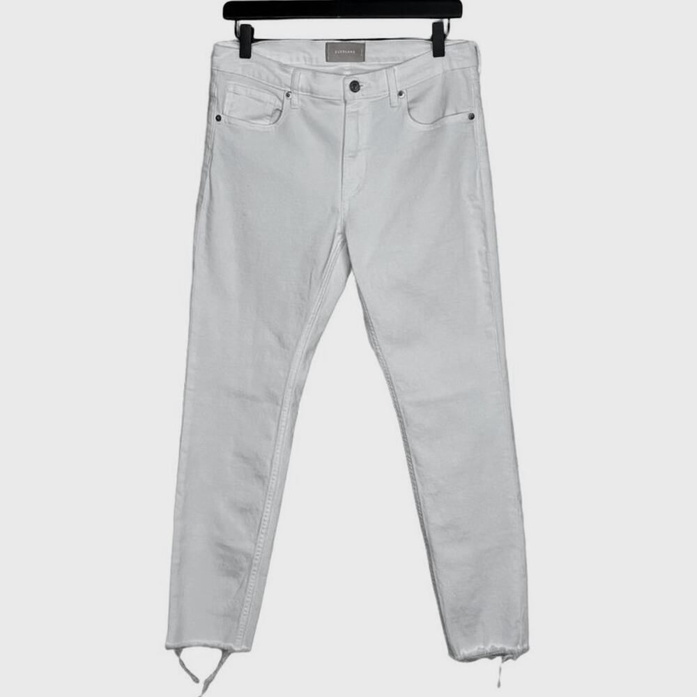 Everlane White Skinny Jeans size 30 Frayed Hem Stretchy